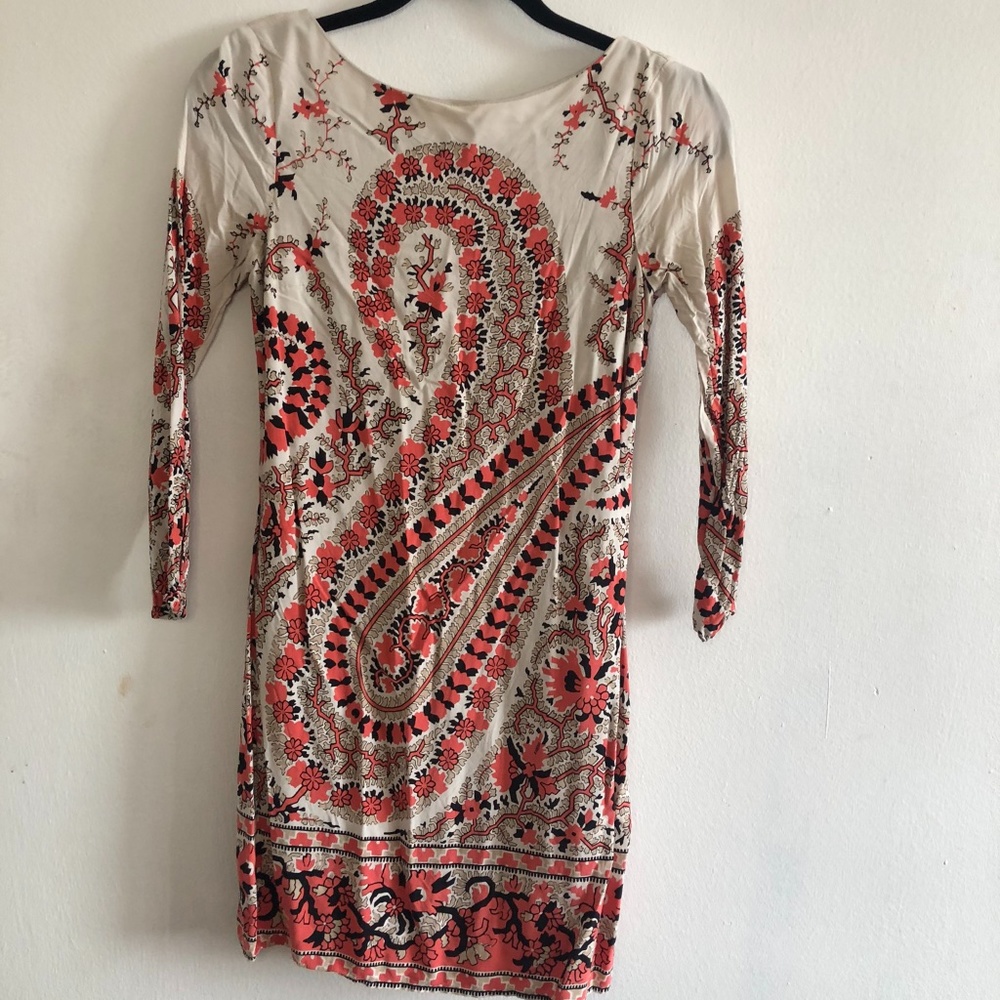 Cream,Black, Pink Mutli Printed Mini Dress